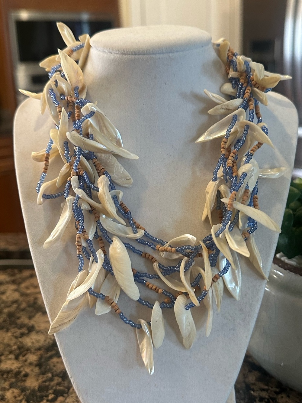 Vintage Multi-Strand Coastal Shell Statement Necklace